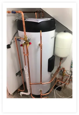 A boiler with copper pipework